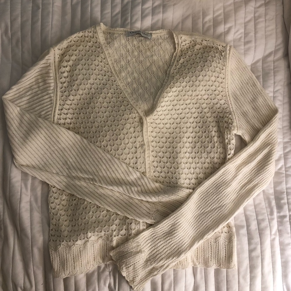 Christian Dior white lace cardigan